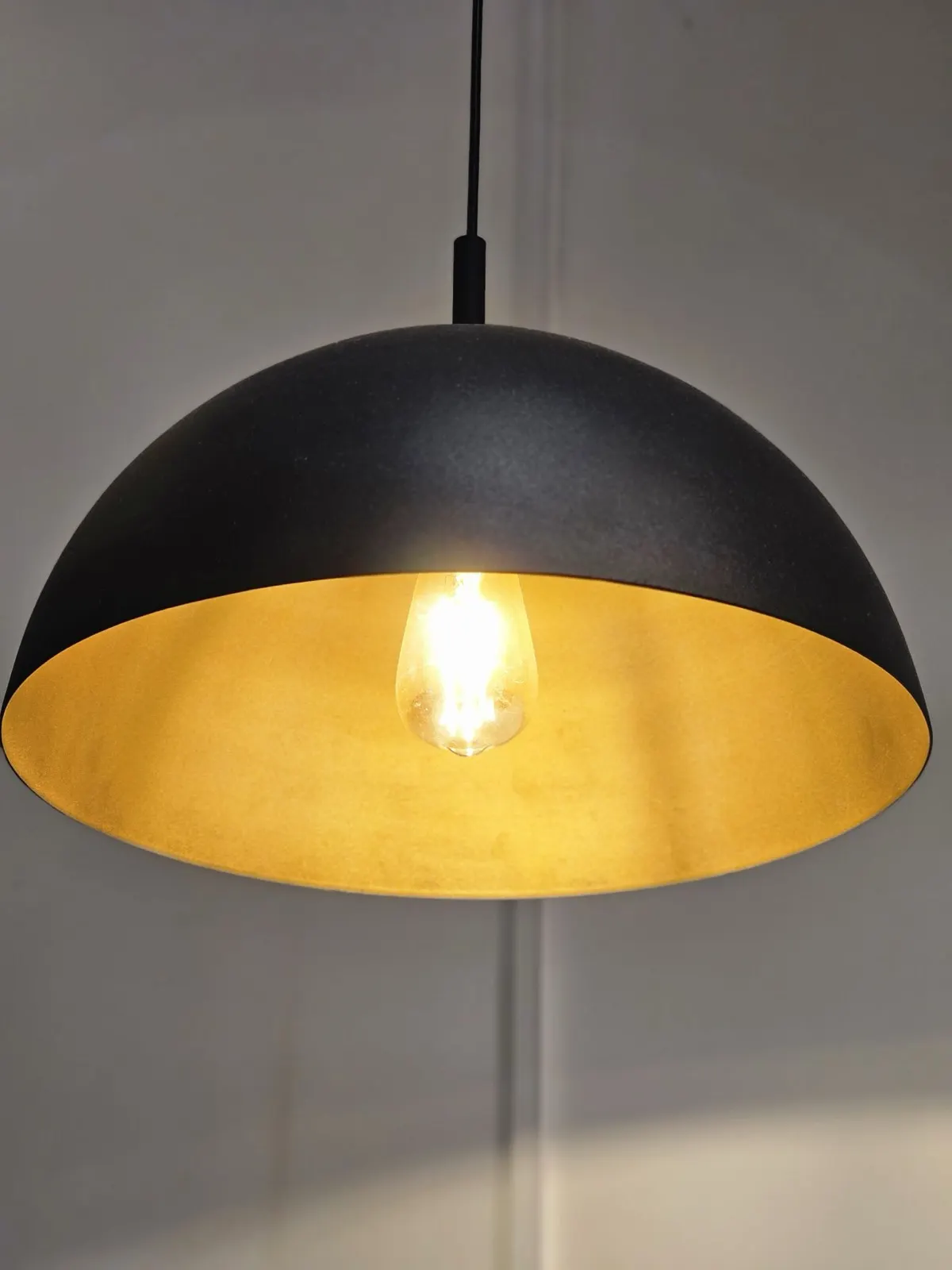 Black and brass dome pendant lamp